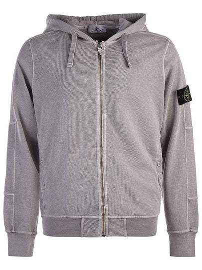 Logo Patch Cotton Zip Up Hoodie Lavender Gray - STONE ISLAND - BALAAN 2