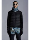 Men Logo Patch Padded Wool Cardigan Black - MONCLER - BALAAN.