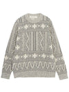 Crew Neck Fair Isle Motif Knit Top Grey - GOLDEN GOOSE - BALAAN 2