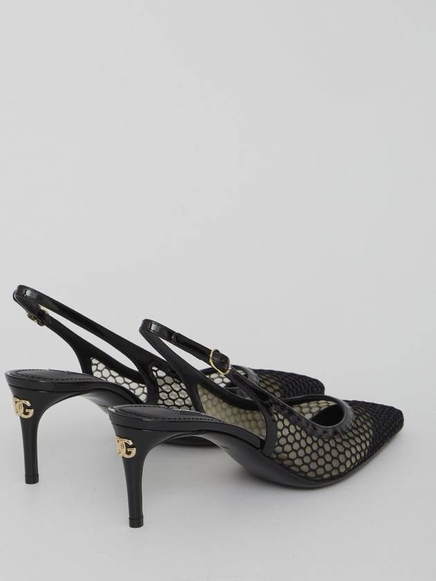 Women's Mesh Patent Leather Slingback Heel Black - DOLCE&GABBANA - BALAAN 4