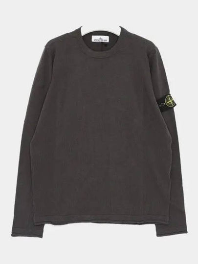 Compass Badge Ribbed Cotton Knit Top Charcoal - STONE ISLAND - BALAAN 2