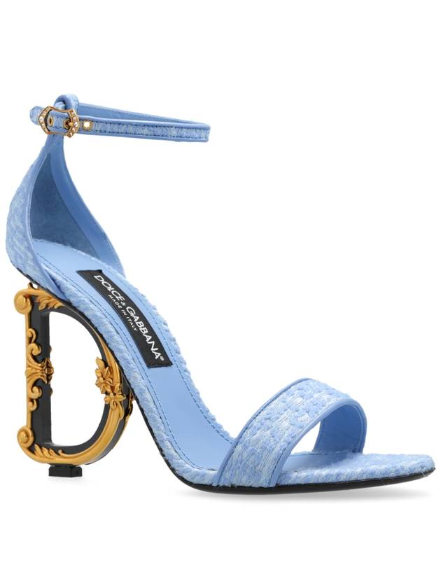 Dolce & Gabbana Sandals With Decorative Logo-shaped Heel, Women's, Blue - DOLCE&GABBANA - BALAAN 4