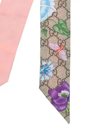 Logo detail flower printed silk neck scarf - GUCCI - BALAAN 2