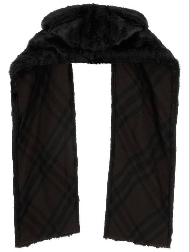 Fake Fur Hooded Scarf Black - BURBERRY - BALAAN 3