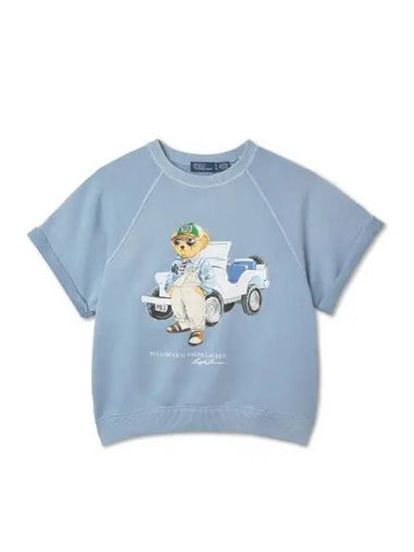 W Polo Bear Fleece Short Sleeve Sweatshirt Blue - POLO RALPH LAUREN - BALAAN 1