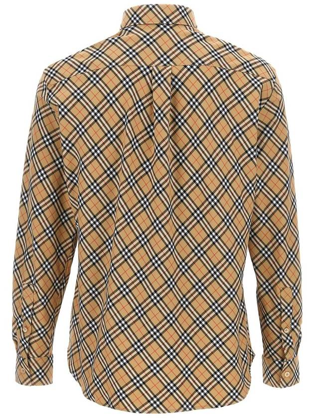 B Shield Embroidered Check Cotton Long Sleeve Shirt Sand - BURBERRY - BALAAN 3