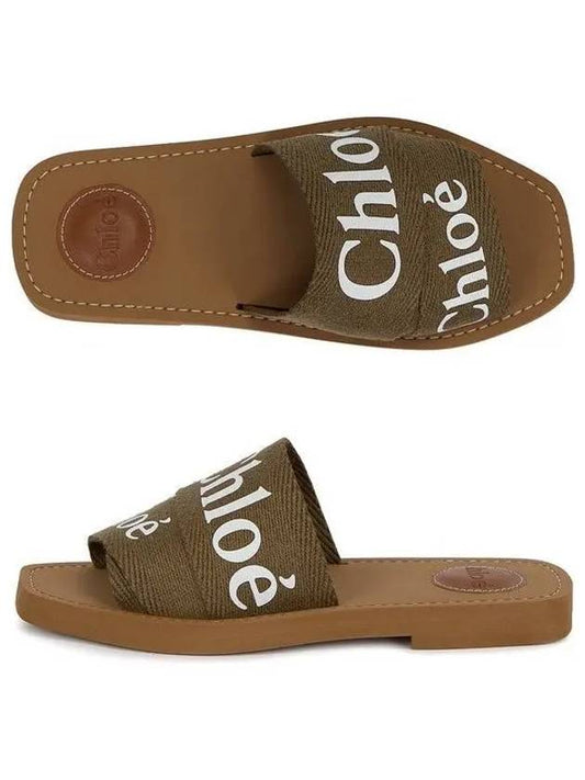 Woody Logo Flat Mule Slippers Brown - CHLOE - BALAAN 2