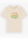 Surfing Foxes Logo Print Short Sleeve T-Shirt Beige - MAISON KITSUNE - BALAAN 2