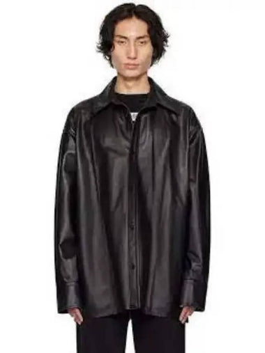 Pinched Seam Leather Shirt Jacket Black - MAISON MARGIELA - BALAAN 1