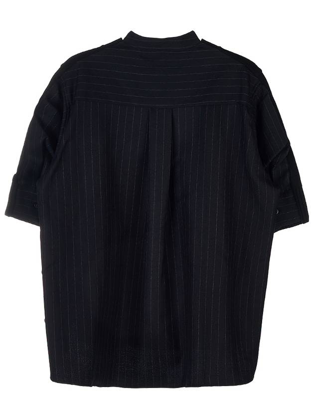 Women's Chalk Stripe x Wool Knit Top Pullover Black - SACAI - BALAAN 3