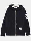 Engineered 4 Bar Diagonal Zip Up Hoodie Navy - THOM BROWNE - BALAAN 4