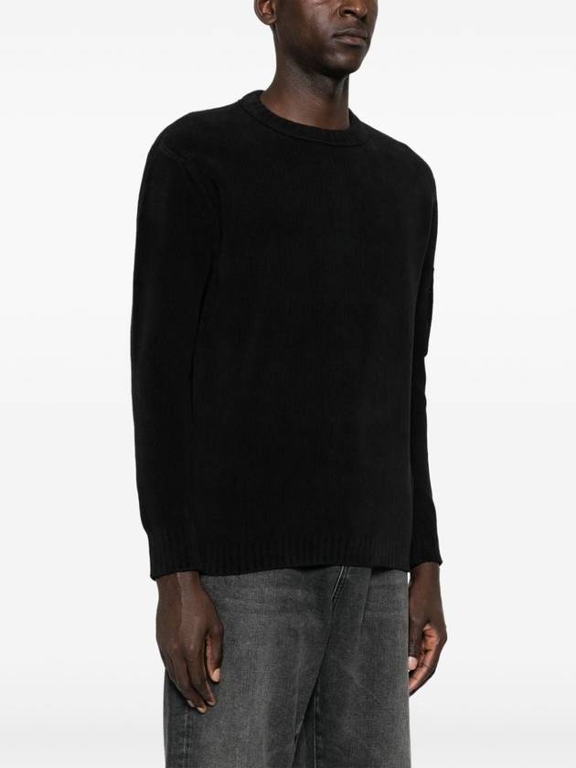 Cotton Chenille Crewneck Knit Top Black - CP COMPANY - BALAAN 5