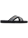 Nastro Greca Cross Slippers Black - VERSACE - BALAAN.