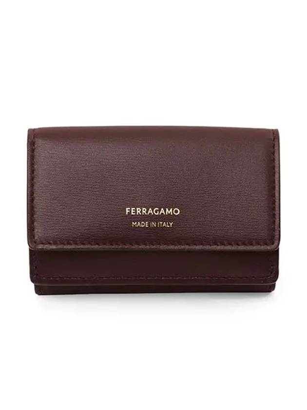 Logo Leather Card Wallet Brown - SALVATORE FERRAGAMO - BALAAN 4