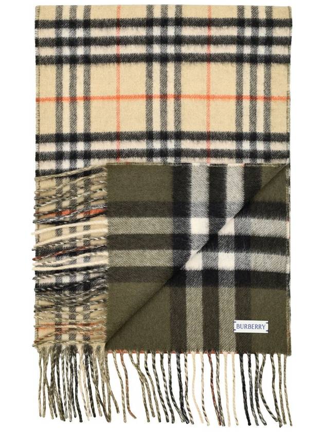 Check Reversible Cashmere Scarf Sand Green - BURBERRY - BALAAN 3