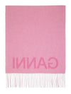 logo wool muffler pink - GANNI - BALAAN.