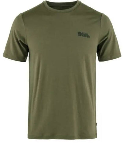 Men's Abisko Wool Logo Short Sleeve T-Shirt Laurel Green - FJALL RAVEN - BALAAN 2