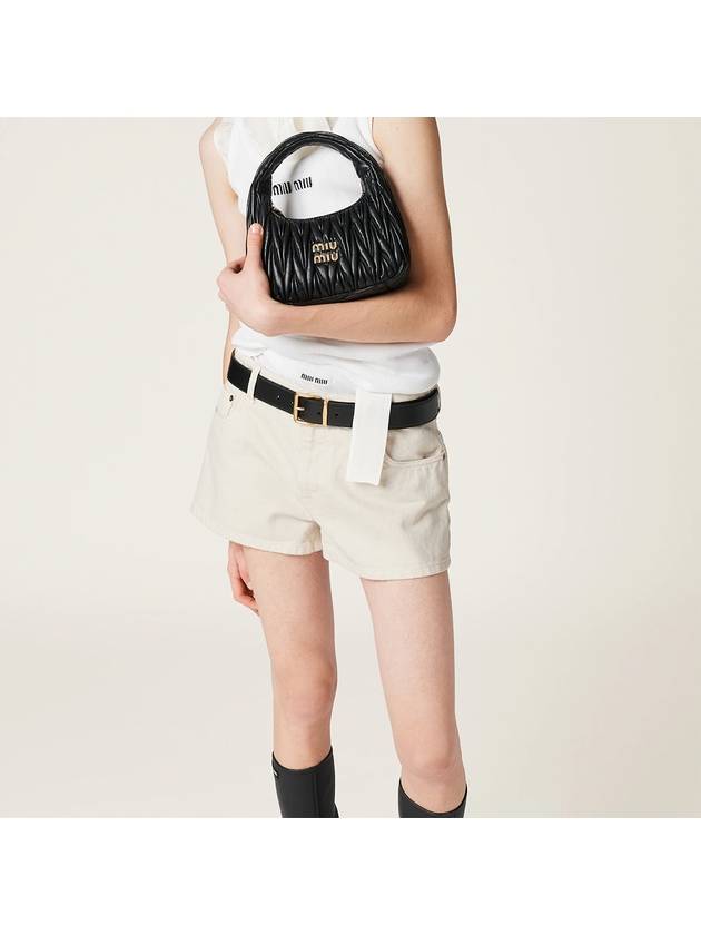 Metal Buckle Logo Leather Belt Black - MIU MIU - BALAAN 4