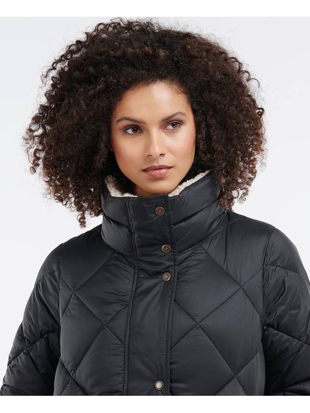 Women's Charlie Coat CHARLECOTE Quilted Jacket Black - BARBOUR - BALAAN.