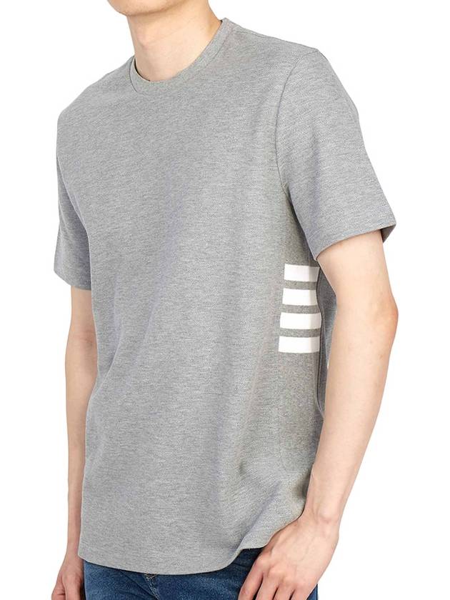 Classic Pique Rib Side Insert 4-Bar Short Sleeve T-Shirt Light Grey - THOM BROWNE - BALAAN 8