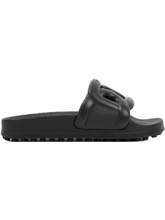 Maxi Chain Rubber Slide Slippers Black - TOD'S - BALAAN 1