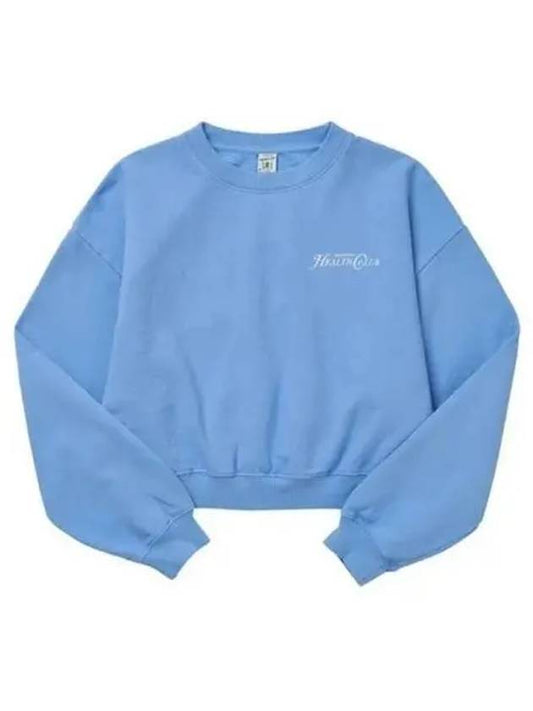 Women's Crop Logo Cotton Sweatshirt Blue - SPORTY & RICH - BALAAN 2