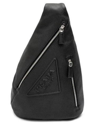 Leather Messenger Bag Black - PRADA - BALAAN 1