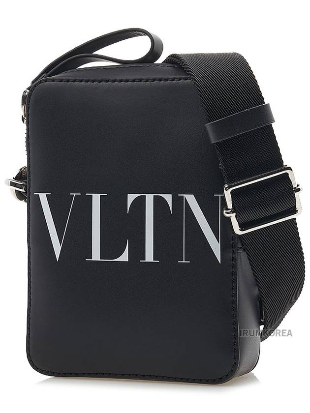 logo zipper calfskin cross bag black - VALENTINO - BALAAN 3