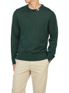 Intarsia Stitch Crew Neck Merino Wool Knit Top Green - THOM BROWNE - BALAAN 6