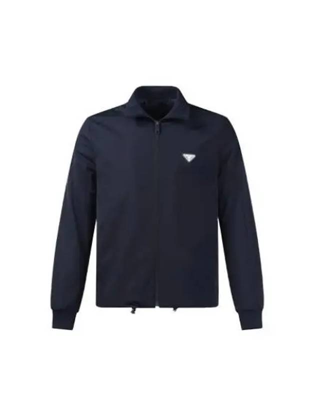 Triangle Logo Stretch Zip Up Jacket Navy - PRADA - BALAAN 2