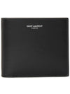 Smooth Leather Classic Logo Half Wallet Black - SAINT LAURENT - BALAAN 2