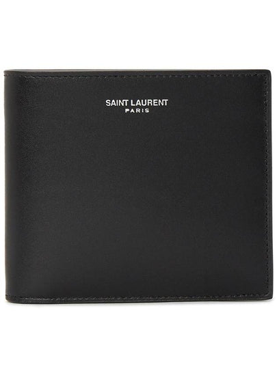 Smooth Leather Classic Logo Half Wallet Black - SAINT LAURENT - BALAAN 2