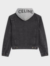 Logo Hoodie Trucker Denim Jacket Charcoal Wash - CELINE - BALAAN 2