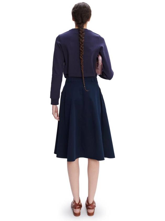 Jamie Mid Waist Cotton A-Line Skirt Dark Navy - A.P.C. - BALAAN 5