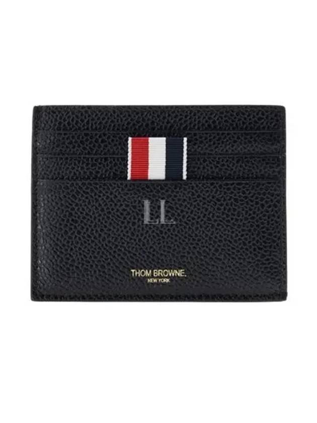 Pebble Grain Leather Stripe Note Compartment Card Wallet Black - THOM BROWNE - BALAAN 2