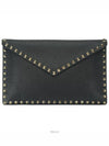 Rockstud Envelope Pouch Clutch Bag Black - VALENTINO - BALAAN.