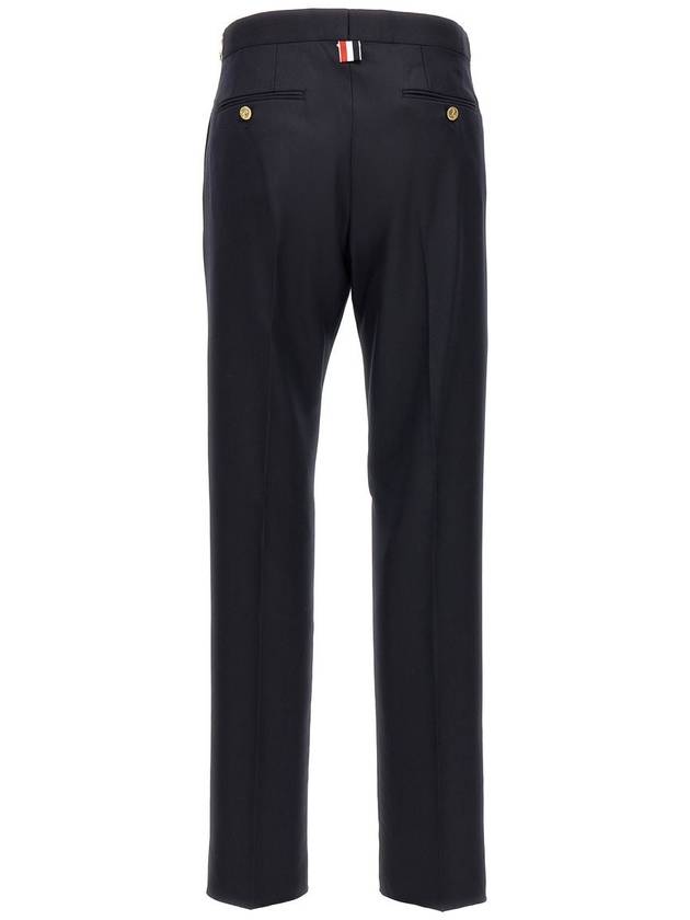 Low Rise Side Tab Wool Slacks Navy - THOM BROWNE - BALAAN 3