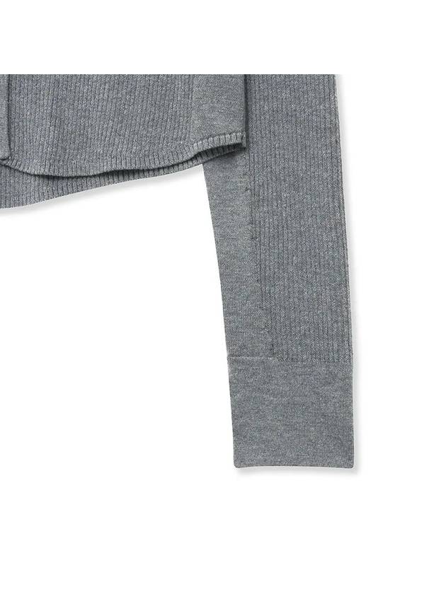 Cotton Ribbed Shirt Cadigan Melange Grey - NOIRER FOR WOMEN - BALAAN 6