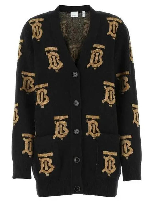 Monogram Motif Jacquard Wool Cardigan Black - BURBERRY - BALAAN 2