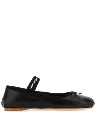 Women's Logo Leather Ballerinas Black - MIU MIU - BALAAN 2