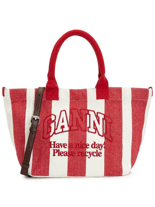 Easy Shopper Stripes Tote Bag Red - GANNI - BALAAN 2