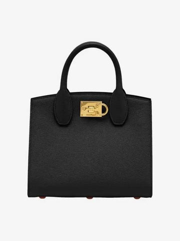 Ferragamo Small Studio Box Bag Black Bonbon 211424 750036 - SALVATORE FERRAGAMO - BALAAN 1