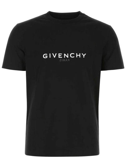 Men's Reverse Logo Round Slim Short Sleeve T-Shirt Black - GIVENCHY - BALAAN 2