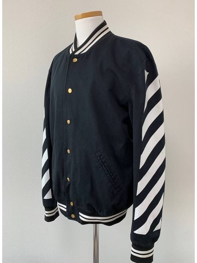 Cotton Denim Baseball Jumper Jacket L - OFF WHITE - BALAAN 2