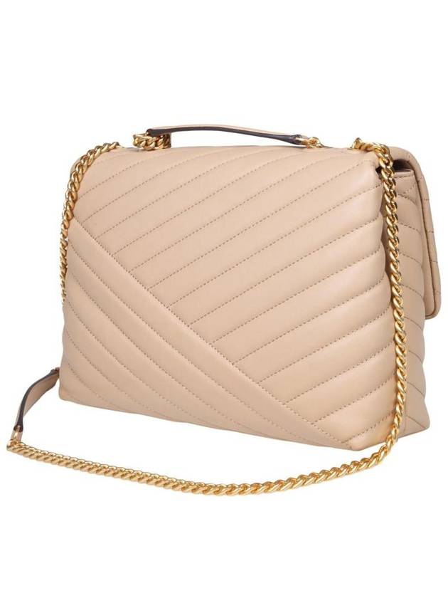 Kira Chevron Convertible Shoulder Bag Beige - TORY BURCH - BALAAN 3