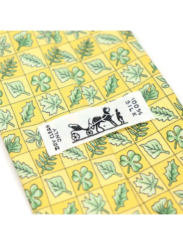 7724 OA 100 silk yellow leaf pattern tie - HERMES - BALAAN 5