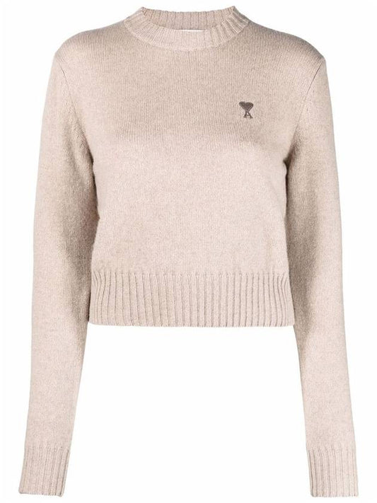 heart logo cashmere knit top - AMI - BALAAN.