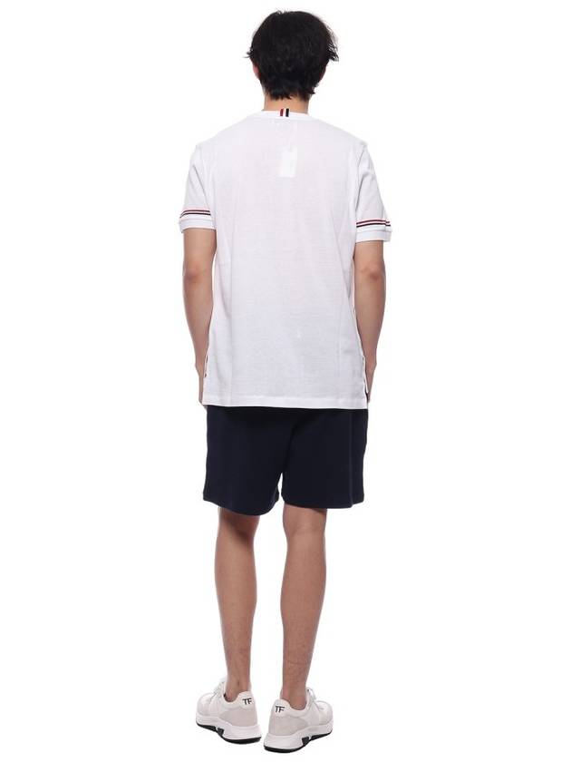 Striped Detail Crew Neck Cotton Short Sleeve T-Shirt White - THOM BROWNE - BALAAN 6