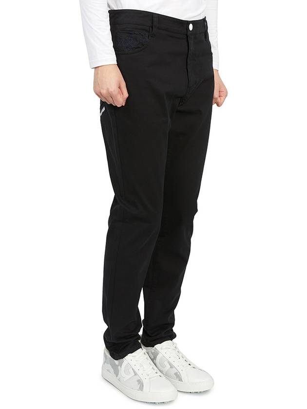 Men's Dialogue Slim Cotton Blend Pants Black - HORN GARMENT - BALAAN 4