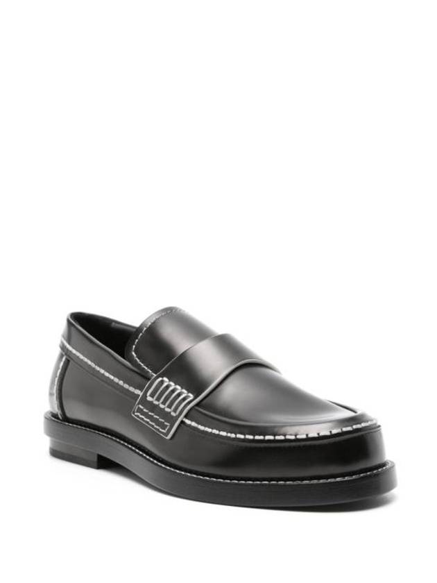 Stitch Detail Leather Loafers Black - ALEXANDER MCQUEEN - BALAAN 4